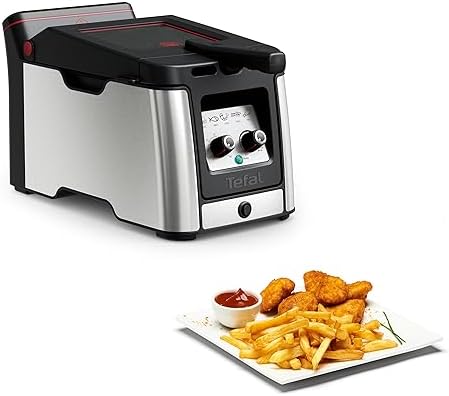 Tefal FR600D Clear Duo frytkownica, smażenie z mniejszą ilością dymu i zapachów, pojemność 1,2 kg, termostat, timer, duże okienko bez parowania, nadaje się do mycia w zmywarce, stal nierdzewna/czarna