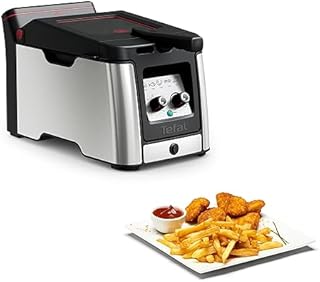 Tefal FR600D Clear Duo frytkownica, smażenie z mniejszą ilością dymu i zapachów, pojemność 1,2 kg, termostat, timer, duże okienko bez parowania, nadaje się do mycia w zmywarce, stal nierdzewna/czarna