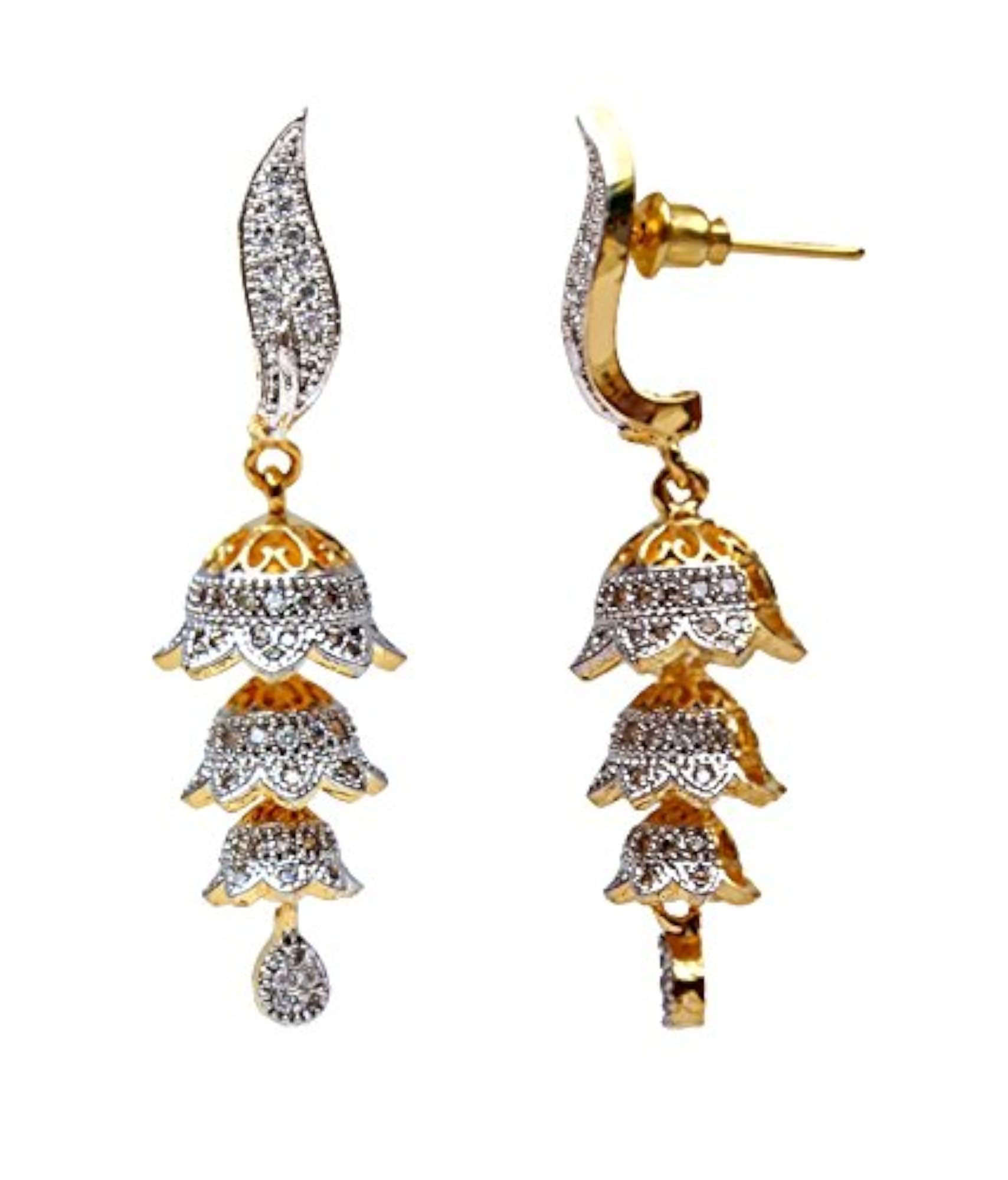 Women's American Diamond Hanging Jhumki Earrings