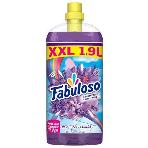 Fabuloso Detersivo Pavimenti Lavanda 1,9L | Detergente Multiuso | 100% Pulizia Istantanea | Profumo per 24 ore | Formula Biodegradabile al 98% | 99% Ingredienti di Origine Naturale
