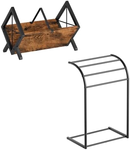 YATINEY Vinyl Record Holder and Free Standing Towel Rack Bundle, 4-Tier Blanket Rack for Bathroom, Curved Top Pool Towel Stand Display and Drying Rack CJ06BR-CJ07BK image 5