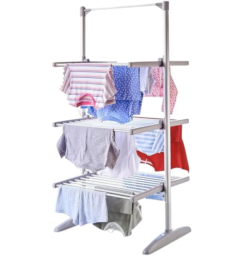 HomeVibe 3-Tier Electric Heated Clothes Airer with Foldable Design & Cover – 300W Energy Efficient Indoor Dryer Rack, Lightweight, Large Drying Space, Ideal for Laundry, Towels & Bedding - Image 2