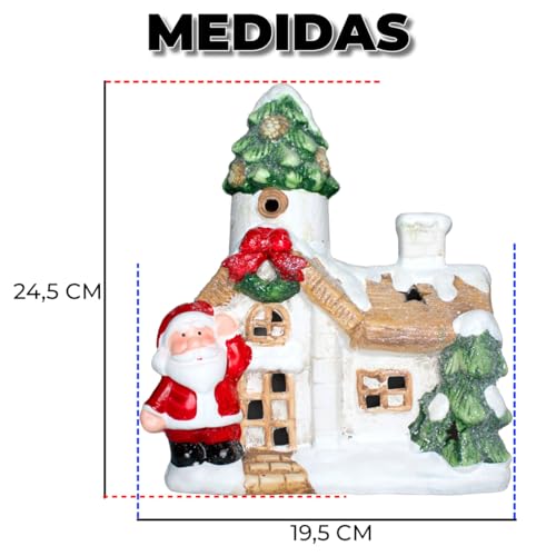 Decoração Natalina Casa do Papai Noel com Neve Iluminada LED Casa Enfeite Cenário Vila Para Mesas Pr