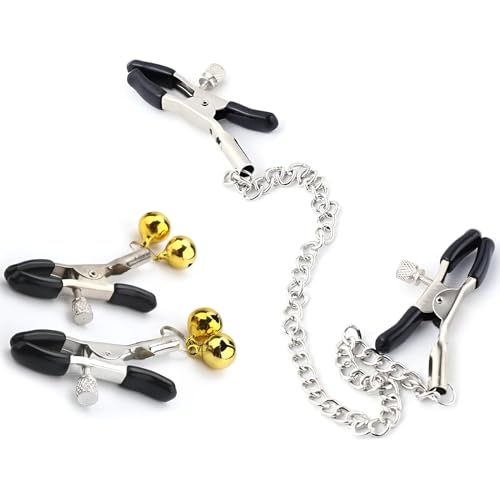 2 Paar Nippelklemmen Brustwarzen,Edelstahl Nippelklemmen,Einstellbare Nippel Klemmen,Bruststimulatoren Für Für Frauen Und Männer,Brustwarzenklemmen Mit Glocken Und Kette,Für Frauen Und Männer