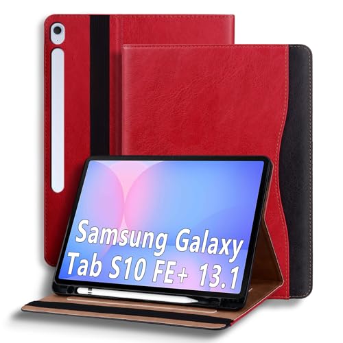 Pochette Samsung Galaxy Tab S10 FE Plus voyage et bureau étui rouge 13,1" 2025