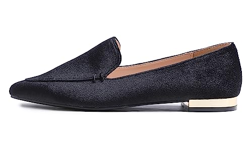 Image of FEVERSOLE Women's Loafer Flat Pointed Deco Low Heel Fashion Slip On Dress Driving Office Shoes