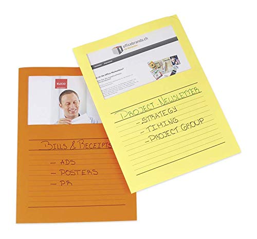 Elco 29488 Ordo Classico Organisationsmappen mit Sichtfenster 120 g/m² 10 Farben sortiert 10 Papiermappen (220 x 310 mm) mit Aufdruck und Fenster, 180 x 100 mm, Karton mit 100 Stück