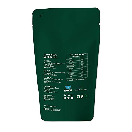 Image of BOGATCHI Plum Cake Mix - Pre-Soaked Dry Fruits Raisins, Cashews, Dates, Dry Ginger, Orange Peel, Tutty Fruity, Cherry , 300g