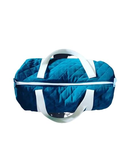 Generic - sac multifonction, sac de sport, sac de voyage, sac à langer, sac bowling, en tissu double gaze matelassé bleu canard fabrication française et fait main