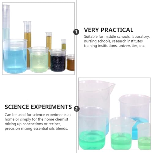 Material de laboratorio con cilindro medidor y vaso graduado transparente 4