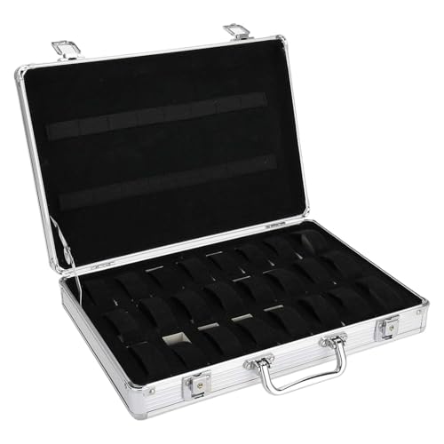 UxicRuya Estuche para Guardar Relojes, Organizador para Teléfono Móvil con Hebilla, Soporte a Prueba de Golpes, Caja de Lujo para Guardar Relojes, Estuche para, 24 Rejillas con
