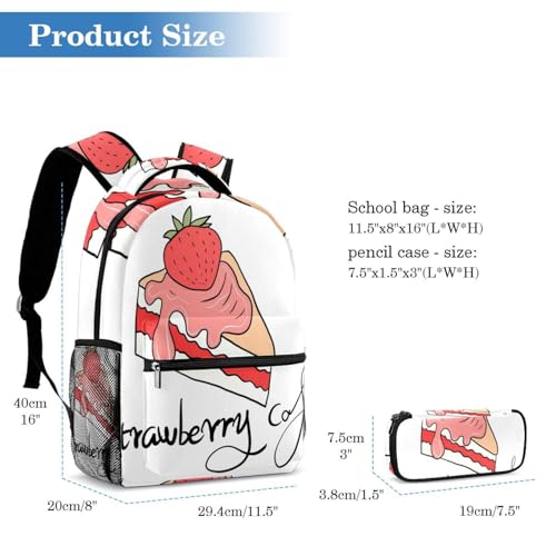 Sac à dos en forme de cœur ergonomique 40cm avec trousse compacte 19cm - 2