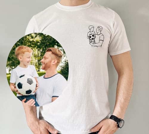 Custom Dad Shirt Portrait from Photo Tshirt Personalized Father’s Day T-Shirt Birthday Gifts for Him Outline Tee from Daughter for Dad Multicolor3