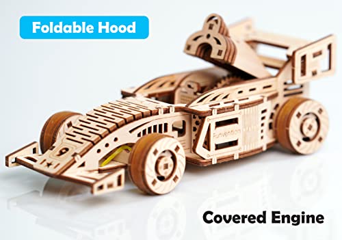 Funvention-for-Little-Scientist-in-Every-Kid-FUNVENTION-F1-Racer-Car-DIY-Functional-Mechanical-Model-3D-Puzzle-STEM-Lerning-Kit-Collectible-Cars-Building-Kit-with-Working-Wheels-Shocks-Pack-of-1