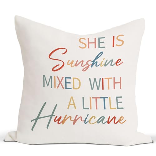 Rusenbao 331 Kids Throw Pillow Covers 18X18,She Is Sunshine Mixed With A Little Hurricane,Girls Room Decor Pillowcase cover