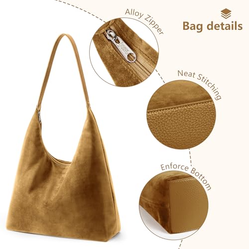 Image of KALIDI Casual Tote Bag Vegan Leather Hobo Zipper Work Bag Weekender Shoulder for Women Shoulder Travel Purse