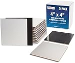 États-Unis Art Supply Mini Panneaux de toile magnétique, 24 Faites votre valise, 4x4 De pouce, en prime 8 Ounce Coton lourd, petites toiles pour la peinture acrylique et aquarelle, blanc carré plat