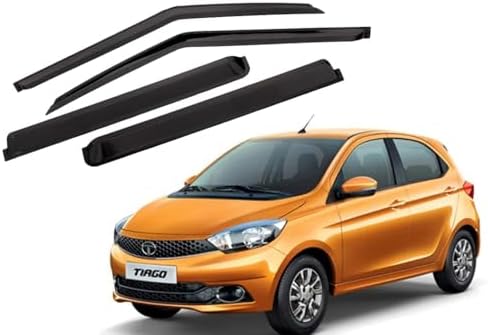 ShopClub Front Rear Left and Right Unbreakable Door Window Visor Wind Rain Guard Deflector Trim Compatible with Tata Tiago (2020 Onwards)