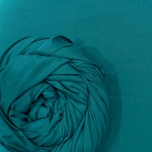 Image of 100% Pure Cotton Mulmul Fabric Material | Reusable Ultra Fine Mulmul Fabric | Lightweight Soft Smooth Piece Linning, Stole, Dupatta, Cushion Pillow Cover (Blue Grass, 1 Meter)
