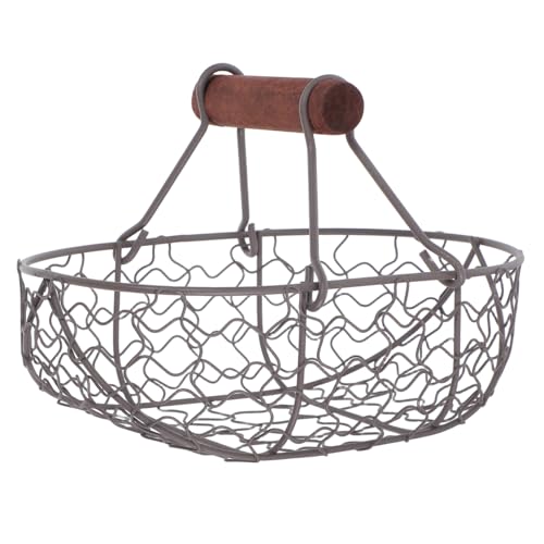 Cabilock Cesta de Almacenamiento Retro de Metal para Huevos Frescos con Asa Contenedor de Vegetales Diseño Vintage y de Limpiar para Cocina y Decoración de Casa