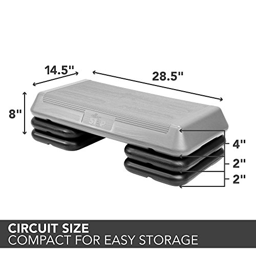 The Step Original Aerobic Platform – Circuit Size Grey Aerobic Platform and Four Original Black Risers Included with 4