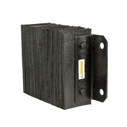 Rubber Dock Bumper, 16" x 10" x 4.5", for Loading Bay & Shipping Dock Protection, Laminated, Steel Mounting Bracket, 3/4" Mounting Holes, Guardian