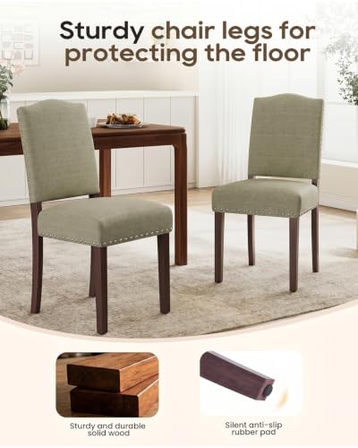 Image of Upholstered Dining Chairs Set of 4 with Thickened Seat Cushion