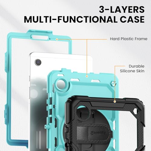 Timecity Case for Samsung Galaxy Tab A9 Case 8.7 inch 2023 (SM-X110/X115/X117), Shockproof Sturdy Protection Case with Screen Protector, 360° Rotating Stand, Handle/Shoulder Strap- Light Blue by timecity - Used condition - Image 9