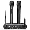 Pyle Dual Channel Microphone System-VHF Fixed Dual Frequency Wireless Set with 2 Handheld Dynamic Transmitter Mics, Receiver Base-for PA, Karaoke, Dj Party (PDWM2135) , Black