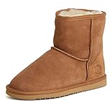 Fireside by Dearfoams Women's Rosebery Genuine Shearling Water Resistant Boot, Chestnut, 9