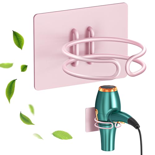 LOXSUN Föhn Halterung, Fönhalter Ohne Bohren, Edelstahl Föhnhalter Wand, Halterung für Fön Aufbewahrung Haartrocknerhalter, Fönhalterung Selbstklebend Föhnhalterungen für Bad (Roségold) 1