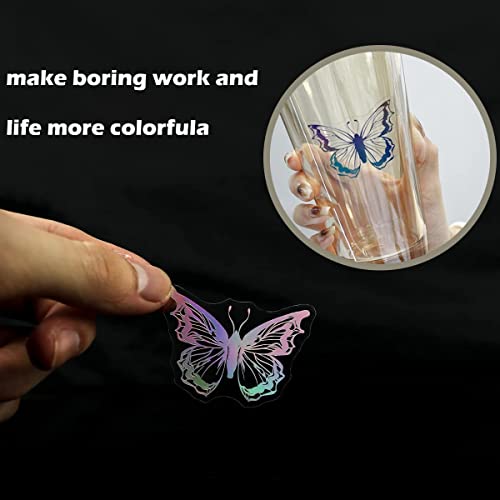 45Pcs Holographic Glitter Butterfly Stickers, Vintage Butterfly Waterproof Transparent Decorative Decals, Pet Adhesive Sticker Label For Scrapbooking Bullet Journal Daily Planner Water Bottles Laptops #TOP4