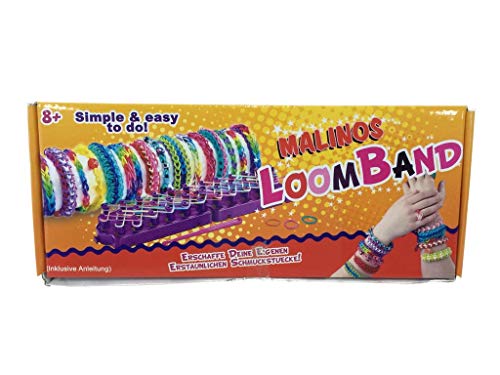 Amewi Malinos 302006 Loom Bands Kit de démarrage Loom/750 bandes/24 Clips/Aiguille, Couleurs Fluo