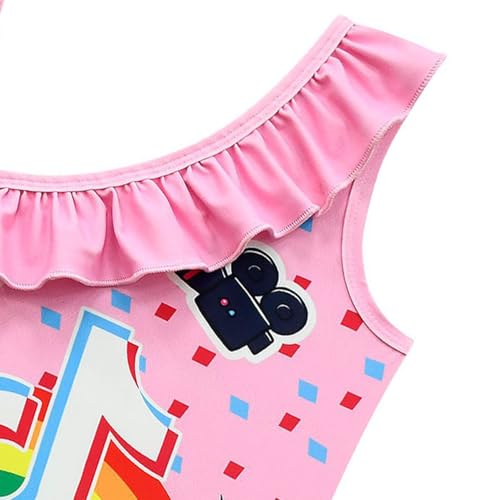 Image of Little Girls One-Piece Swimsuit Girls Ruffles One Piece Swimsuits Swimwear Beach Sport Bathing Suit(7-8Y /130cm,pink2)