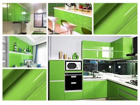 Image of Vinyl Contact Paper Decorative for Cabinets Countertops Kitchen Shelves Liner Self Adhesive Film Peel and Stick Waterproof Removable Wallpaper (Inches 24 x 300, Glossy Green)