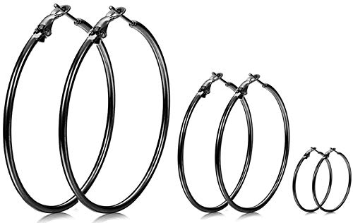 Cocamiky 3 Pairs Big Small Hoop Earrings,Stainless Steel Hoop Earrings For Women Girls #TOP17