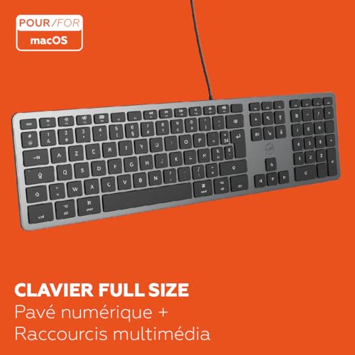 Mobility Lab ML311487, Tastiera Francese Azerty Cablata Per Mac – Grigio Siderale E Nero - 5
