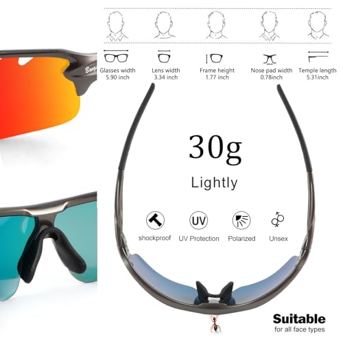 Image of BangLong Polarized UV400 Sports Sunglasses with 5 Lenses for Men Women