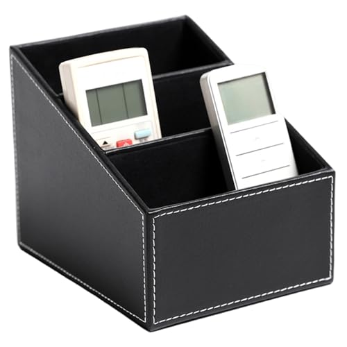Boîte rangement en cuir PU compartimentée pour bureau maison stylos et cosmétiques