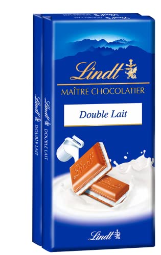Lindt - Lot de 2 Tablettes MAÎTRE CHOCOLATIER - Double Lait, 2x100g