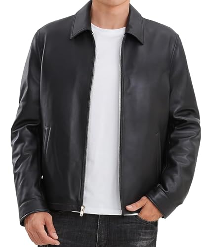 Genuine Lambskin Mens Leather Jacket - Soft and Lightweight Leather Classic Jacket for Men 2024-20252