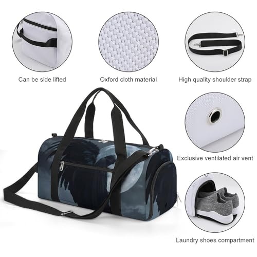 Horror Vampire Devil Grim Reaper Gym Bag for Women Men Lightweight Duffel Bag Travel Tote Bag Sports Bag with Shoulder Strap3