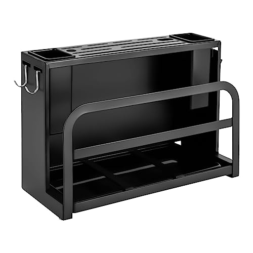 Bloc à couteaux à 10 fentes en acier au carbone sans couteaux, support universel pour couteaux de cuisine avec bac de récupération d'eau extensible, support pour bloc à couteaux, non équipé de 4