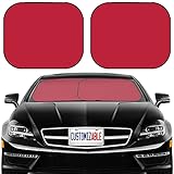 Maizi Car Windshield Sun Shade 2 Piece Foldable Car Sunshade, Universal Fits Car, Sedan, SUV, Truck, Block Sun Glare, UV and Heat, Protect Car Interior, True Red Color