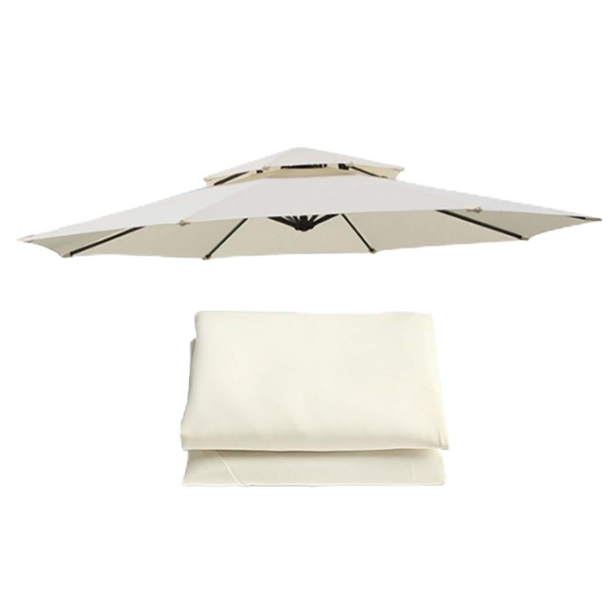 9ft 10ft Outdoor Patio Umbrella Canopy Replacement Table Market Umbrella Replacement Canopy Cover 8 Ribs for Garden, Lawn, Deck, Backyard, Pool Replacement Umbrella Top(Color:Beige,Size:270cm/9ft)