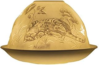 Nordic Light Tealight Candle Holder, Set of Shade & Plate, Cat Butterfly Living, Dining Room Table, Home Decor Accessories-Porcelain-One Size, White Patterned