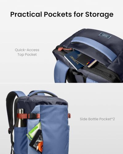Image of tomtoc Travel Backpack 40L, TSA Carry On Bag Flight Approved, PFAS Free | Carry on Luggage Backpack for Men Women,Water-resistant Business Airplane Rucksack for Travel Essentials Fit 17.3 Inch Laptop