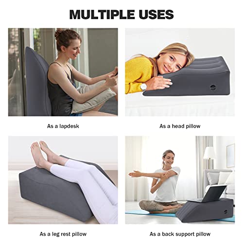 Ushma Leg Elevation Pillows | Inflatable Leg Wedge Pillow | Wedge Pillow For Legs Reduce Swelling, Blood Circulation, Back Pain, After Surgery | Foot Elevation Pillow For Leg Lift Rest (Dark Grey) #TOP3