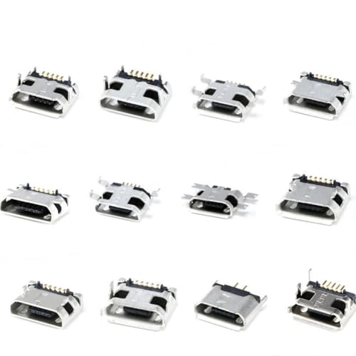 KSOPUERT 60 PCS 12 Types Micro USB Sockets Kit Jack Plug Female Socket Connector,USB-B DIY Repair Replacement Parts Assortment Set - Thumbnail 2
