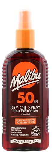 Malibu Sun LSF 50 Trockenöl-Spray zur Bräunung, hoher Schutz, wasserabweisend, 200 ml